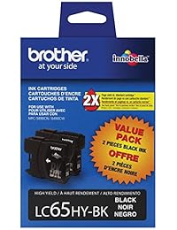 Brother lc65hybk2 2-Pack cartucho de tinta de alto rendimiento, 900 page-yield, Negro