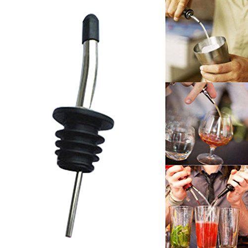 Botrong Liquor Spirit Pourer Flow Wine Bottle Pour Spout Stopper Stainless Steel Cap (C)