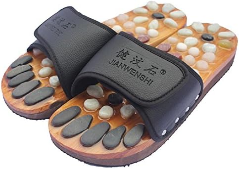 DMMSS Healthcare Natural Cobblestone Foot Massage Pebble Massage Slippers Plantar Acupuncture Points Shoes, 41