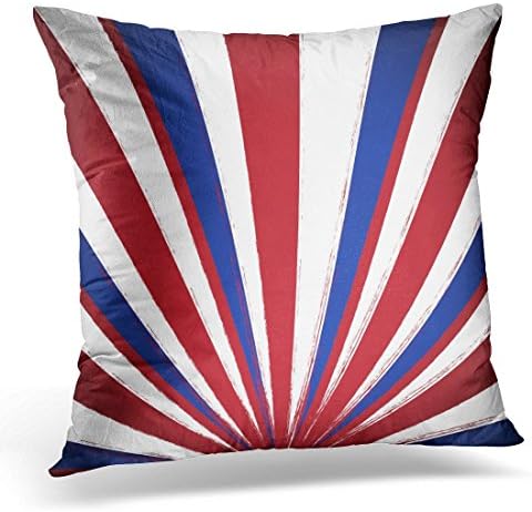 Kjalioeig-Throw Cushion Pillow Covers Abstract Red White And Blue Sunbeams Grunge Circus Cool Comfortable Material Size: 18x18 Inch