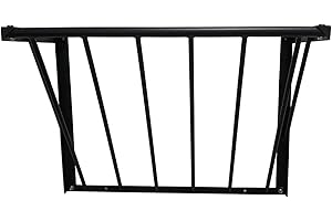 BUYYAH Horse Hay Feeder, 31.5'' Long Livestock Hay Feeder with 24 Gallon Large Capacity, Carbon Steel Wall Mounted Hay Rack for Horses, Sheep, Goats, Indoor Outdoor Uses