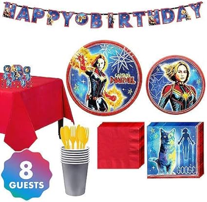 Amazon Com Hollydel Party Favors Captain Marvel Themed Tableware