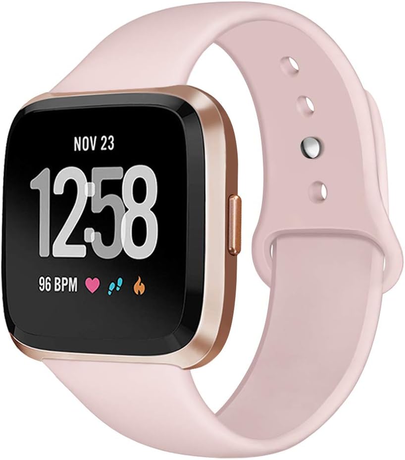 Kmasic Sport Band Compatible with Fitbit Versa/Fitbit Versa 2/Fitbit Versa Lite Edition, Soft Silicone Strap Replacement Wristband Versa Smart Fitness Watch, Large Small