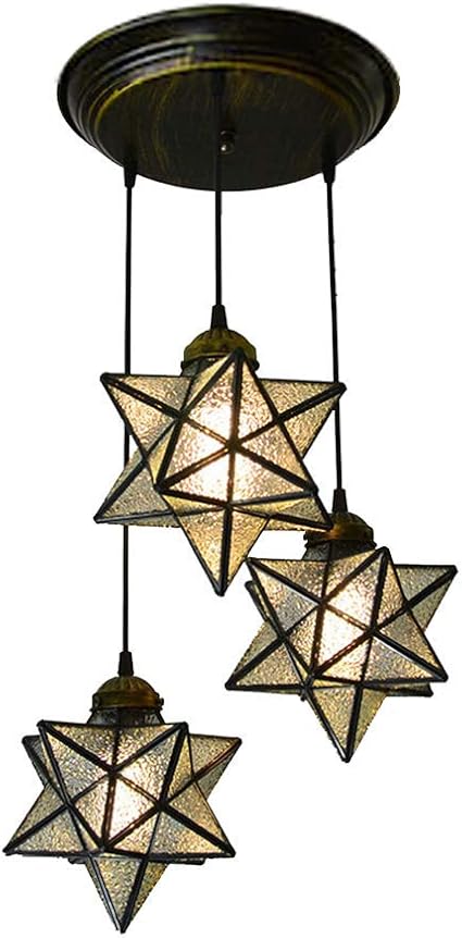 Moravian Star - Candelabros modernos de 3 luces para isla de cocina