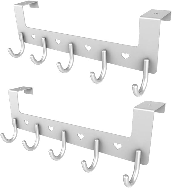 Dosenstek 2 Packs Over the Door Hook Hanger, Clothes Coat hooks Metal