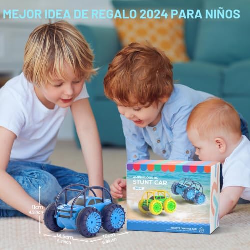 ifollower RC Car 4x4 Amphibious Truck, 360° Stunt and LED, 15km/h, Direct USB-C Charging, Toy for Kids 3 4 5 6 7 8 9 10 11 12 Years, Christmas Birthday Gift