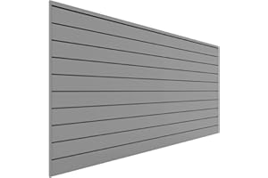 Proslat 88107 Heavy Duty PVC Slatwall Garage Organizer, 8-Feet by 4-Feet Section, 10 Panels, Light Grey