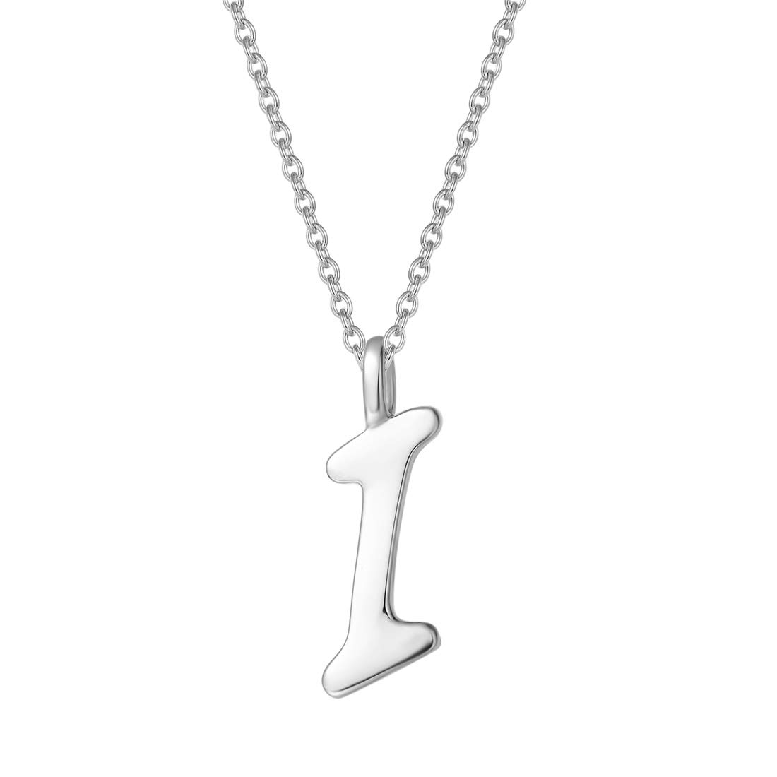 925 Sterling Silver Initial Alphabet Necklace with Letter I Name Pendant for Women Girls Teenagers Friends with Gift Jewellery Box - Chain Length: 16 + 2 Inch — image 1