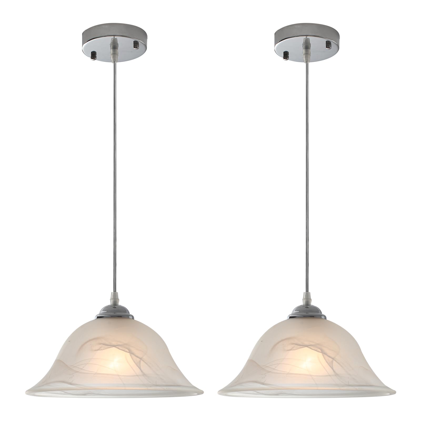 Photo 1 of Otmilance Chrome Pendant Lights Kitchen Island, 11.8 Inch Vintage Alabaster Glass Pendant Lights, White Farmhouse Pendant Light 2 Pack, Glass Pendant Light for Dinning Room, Living Room?Bedroom