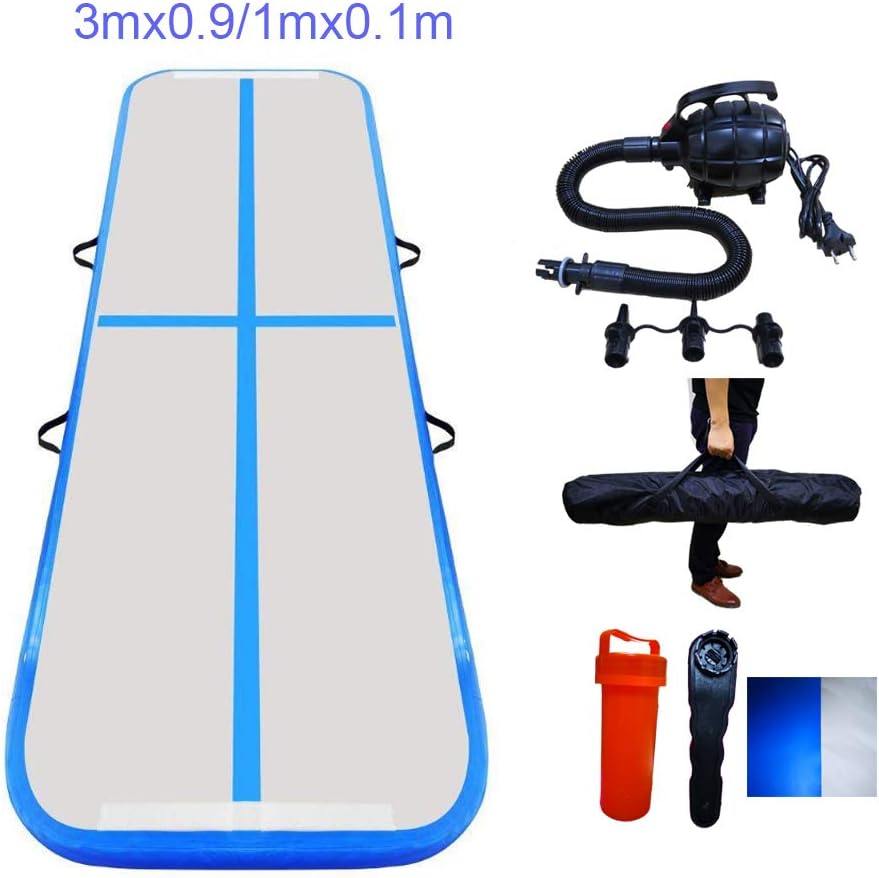 Star Paraselene 13.3ft/16.7ft/20ft Inflatable Airtrack,Tumbling Gymnastics Mat 4 inches Thickness, Waterproof Air Track,with Electric Air Pump for Home Use/Training/Cheerleading/Beach (3mx1mx0.1m)