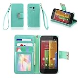 IZENGATE Executive Premium PU Leather Wallet Flip Case Cover Folio Stand for Motorola Moto G (1st Generation) (Mint)