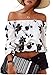 Relipop Women's 3/4 Sleeve Floral Crop Top Strapless Blouses Off Shoulder Tops