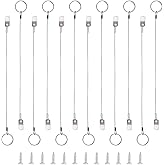 12 Pcs Full 316 Stainless Steel Lanyard Cable w' Drop Cam & Quick Release Ring Prevents Loss, Plastic Coating Tether Length 12", Free Installation Screws