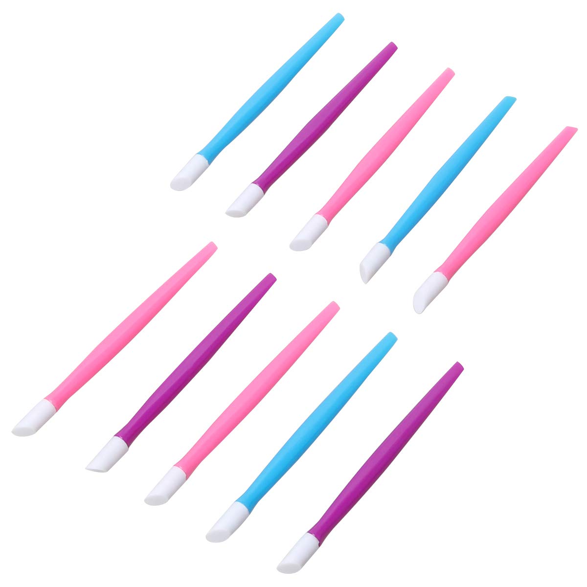 Adecco LLC 10pcs Rubber Nail Cuticle Pusher Tipped Plastic Handle Nail Art Tool Nail Acrylic Cuticle Pusher Cleaner(Random Color)