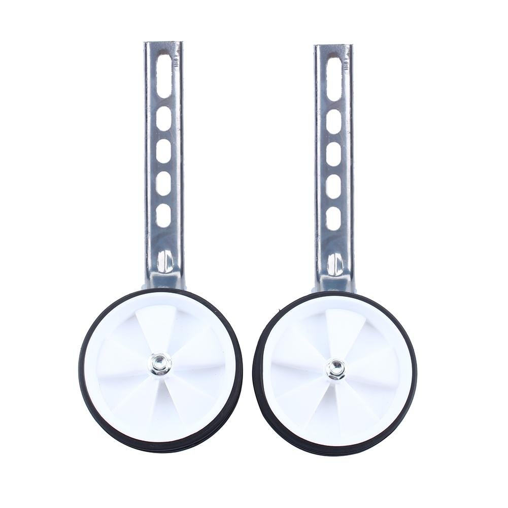 Bicycle Stabilisers, Universal Stabilisers Training Wheels Kids Bike Riding Training Universal Junior Wheels Thickened Steel Noiseless Rubber Wheel Auto-locking Nut 12-20inch White 24.4 x 19.9 x 2.5cm