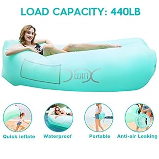 YXwin Inflatable Lounger Air Sofa Hammock, 440lb Anti-Leak Waterproof Portable Beach Chair Pouch Couch Bed with…