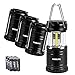 VIBELITE Led Lantern, 4 Pack Portable LED Camping Lantern with 12 AA Batteries - Survival Kit for Emergency, Hurricane, Power Outage (Black, Collapsible)