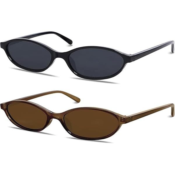 2 Paires De Lunettes De Soleil Ovales Rétro œil De Chat Pour Femme - Couleurs Noir Et Marron - Monture Légère En PC - Style Vintage élégant