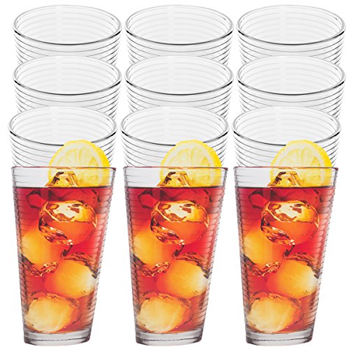Buy Anchor Hocking (12 Pack)14oz Thick Drinking Glasses Set Clear Glass ...