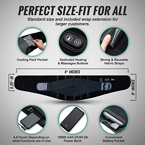 3in1 Cordless Infrared Heating Pad, Lower Back Massager, Lumbar Support Belt with Fast Heating Technology with Cold Therapy - 3 Heat & Massage Settings - Pain Relief for Lower Back Pain, Cramps - Thumbnail 5