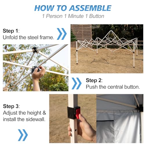 WEIZE 10x10 Pop Up Canopy Tent Review: 1-Button Instant Shelter with Sidewall image 20