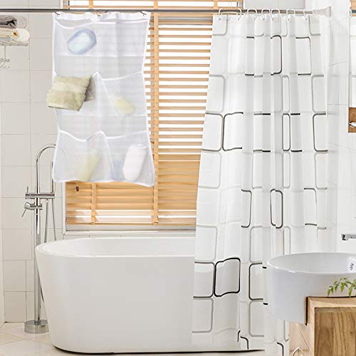 Mesh Shower Caddy Bath Organizer Shower Curtains Rod Hanging Caddies 6