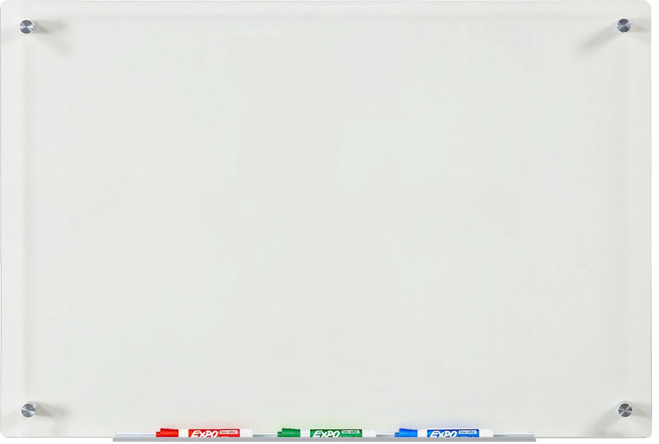 Audio-Visual Direct Clear Glass Dry-Erase Board Set - 60 cm x 90 cm - (Non-Magnetic)