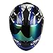 1Storm Motorcycle Bike Full FACE Helmet Mechanic Skull - Tinted Visor Blue