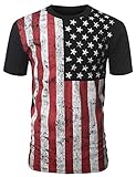 URBANCREWS Mens Hipster Hip Hop USA American Flag All-Star Crewneck T-shirt