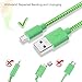 iSeeker Bundle of 3 Durable 6.6ft/2m Nylon Braided Tangle-Free Micro USB Cable for Android, Samsung, HTC, Motorola, Nokia and More(Green)