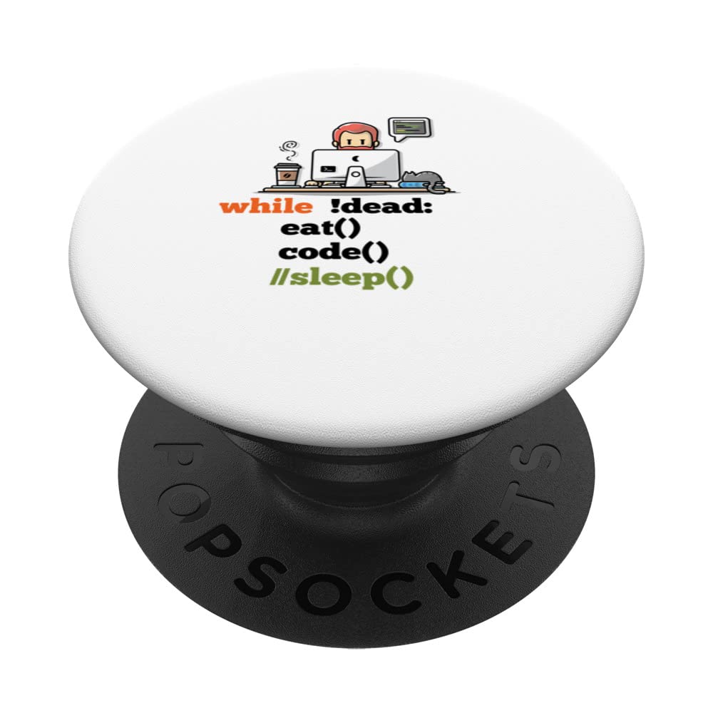 While Dead Eat Code Sleep Programmer Developer Software Code PopSockets Swappable PopGrip