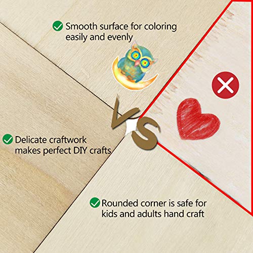 Hangnuo 50 Pack Unfinished Wood Coasters 4 x 4 Inch Square Cutouts Tiles for DIY Crafts, Wood Burning, Ornament Decorations