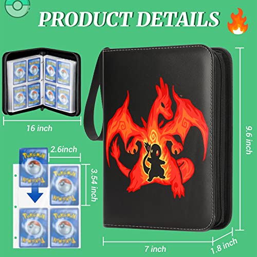 Card Binder for Pokemon Cards, 4Pocket Pages Sleeves Trading Card Holder Collector Album Book