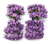 AllLife 144pc Chic Mini Artificial Paper Rose Flower Wedding Card Decor Craft DIY - Purple
