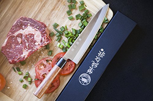 Traditional Japanese Professional Gyuto Kitchen Chefs Knife - Premium 8-inch High Carbon Stainless Steel Gyuto Sushi Knife with High Corrosion Resistance in a Single Bevel Chisel Edge Grind - Thumbnail 2