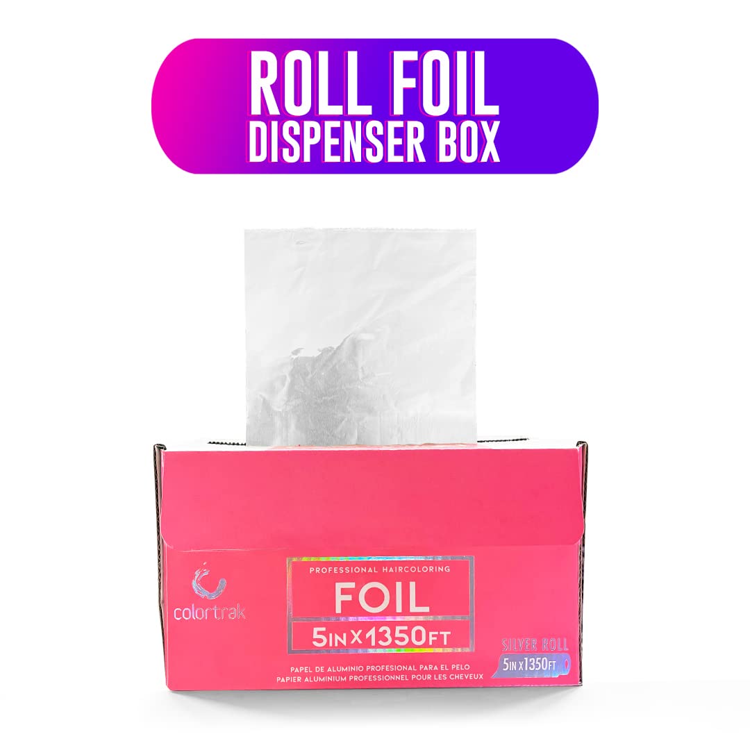 Colortrak Professional Highlighting Foil Roll, Integrated Blade on Box For Precision Length Cuts, Economical Roll Eliminates Waste, Silver, Roll Measures 5 inches x 1350 feet
