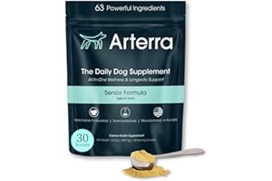 ARTERRA PET SCIENCE All-in-One Dog Supplement for Advanced Wellness & Longevity, 63 Premium Ingredients for Aging Support, Hip & Joint, Cognition & Mood, Gut and Organs, Vet-Formulated, Senior Formula 8+ Yrs, 9.7 oz