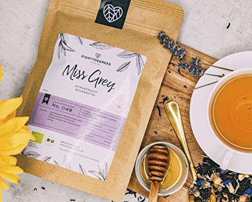 Miss Grey Schwarztee BIO - 100g - Premium Earl Grey Mischung mit Bergamotten Aroma (lose Blätter) 100% biologischer… – Bild 5