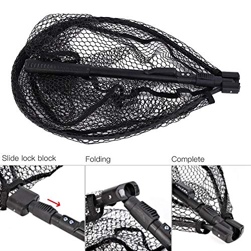 Kescheln Fliegenfischen Netz, Fischernetz Tragbare Aluminiumlegierung Schnellklapp Fliegenfischen Hand Dip Net Fanggeräte zum Fangen von Bass Carp Catfish – Bild 6