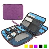 Khanka Portable Universal Electronics Accessories Travel Organizer / Various Usb Cable, Phone, Charger, Hard Drive Case / Flash Disk / Portable Power Bank Case Bags (Large-Purple)