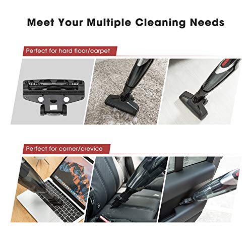 Homasy Cordless Vacuum Cleaner, 2-in-1 Stick and Handheld Vacuum Cleaner with Super Strong Suction, Lightweight Bagless Vacuum LED Headlights for Carpet and Hard Floor