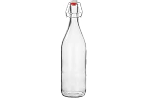 Fox Run Flip Top Glass Bottle, 1 Liter Air Tight Bottle with Flip Top Lid, 12.5" x 3.4"