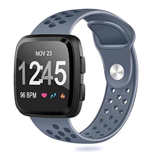 HUMENN Bands Compatible for Fitbit Versa, Accessory Breathable Sport Bands Air Holes Compatible Fitbit Versa Smartwatch