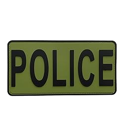 uuKen Police Patch PVC 4x8 inches OD Green for