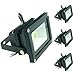 QUANS 10W 12V 24V DC AC LED Flood Light Lamp Floodlight Security Outdoor Waterproof Ultra Bright Black, 4PCS Warm White