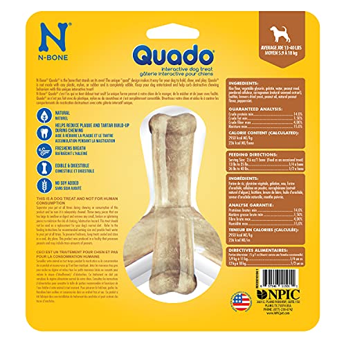 N-BONE QUADO INTERACTIVE CHEW, PEANUT FLAVOR, AVERAGE JOE, 2.8OZ, NATURAL, MEDIUM (PACK OF 1)