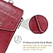 Teskyer Badge Holder with Side Zip Pocket, Multiple Card Slots Leather ID Holder Wallet with Neck Lanyard for Office Staffs, Teachers/Students, Couriers, Workers, Red