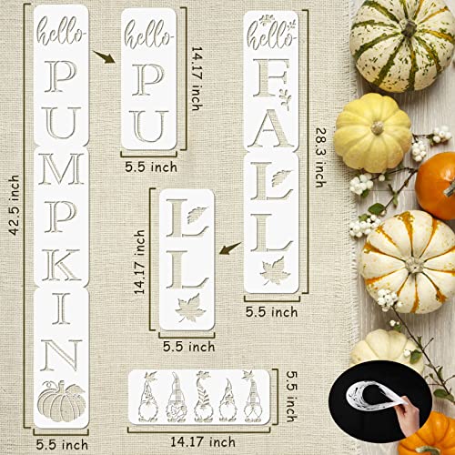 10 PCS Fall Stencils for Painting on Wood,Reusable Hello Pumpkin and Hello Fall Porch Sign Stencils, Thanksgiving Stencils of DIY Autumn Decoration