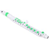 Nuvo jFlute Beginner Student Flute &ndash; White/Green, Donut Head Joint, Waterproof ABS Plastic