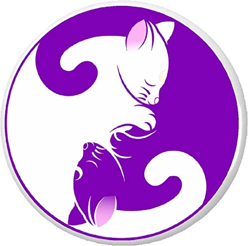 Purple & White Kitty Cat Yin Yang Sign 1.25â€ Pinback Button Pin